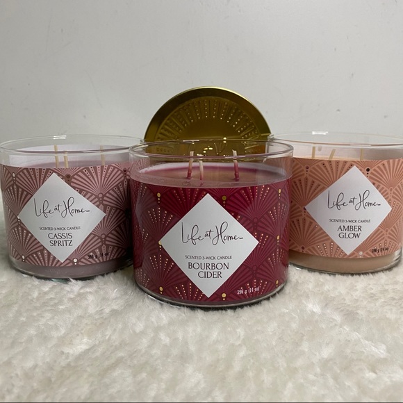 COPY - NEW 1 x 3 wick candle life at home - Cassis Spritz, Amber Glow or Bourbo… - Picture 2 of 6
